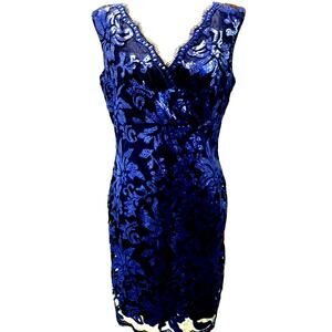NWT!!! Cartise‎  Rendez-vous Blue Sequin Dress Size 10 ,Sexy, Sleevleess, V-Neck